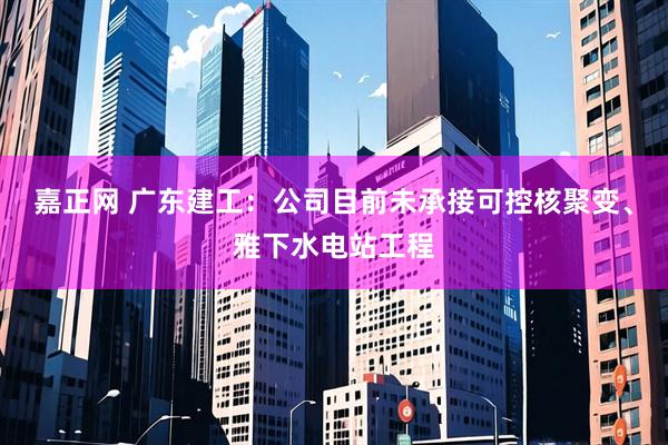 嘉正网 广东建工：公司目前未承接可控核聚变、雅下水电站工程